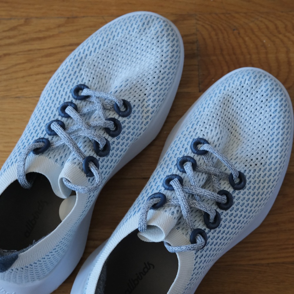 Allbirds Tree Dashers Womens White Blue Sustainable Running Sneakers Size 9.5 - Picture 5 of 6